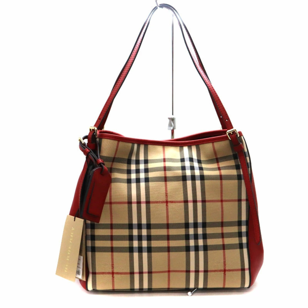 Burberry Tote Bag Check Beige Red